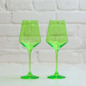 Coloured Wine Glass, Set of 2 Pieces, Wasabi