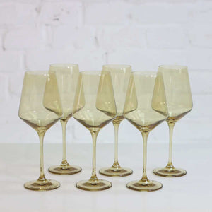 Coloured Wine Glass, Set of 6 Pieces, Golden Shroom