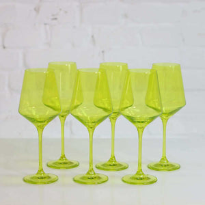 Coloured Wine Glass, Set of 6 Pieces, Neon Spill