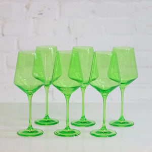 Coloured Wine Glass, Set of 6 Pieces, Wasabi