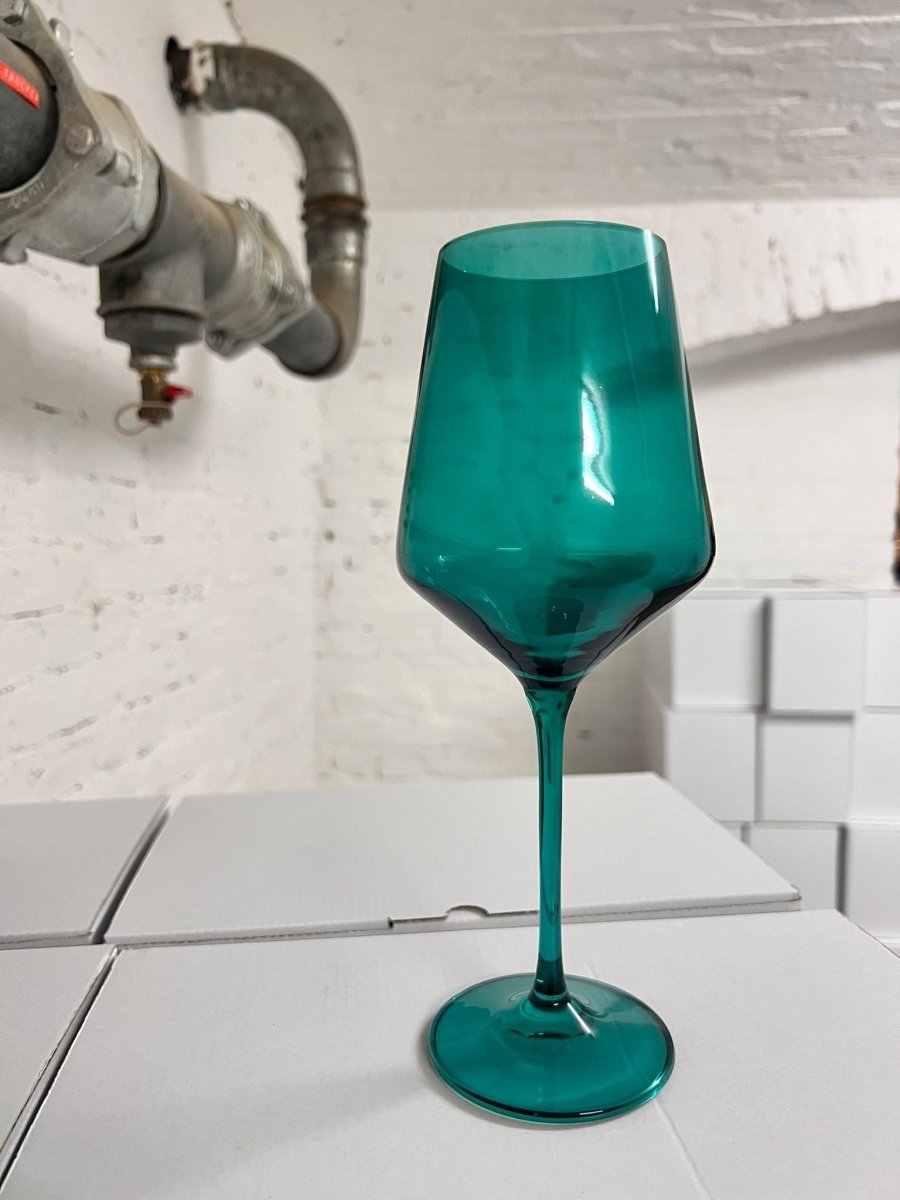 Coloured Wine Glass, Set of 6 Pieces, Petrol