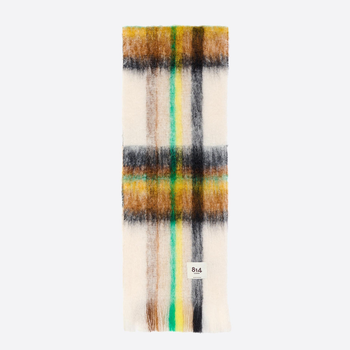 Cream tartan mohair scarf by 814 Ezcaray, soft and stylish accessories with a classic plaid pattern.