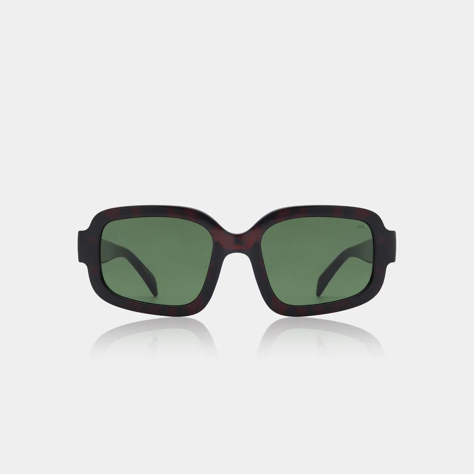A. Kjaerbede Pluto sunglasses with sleek black frames and dark tinted lenses, stylish eyewear for sun protection.