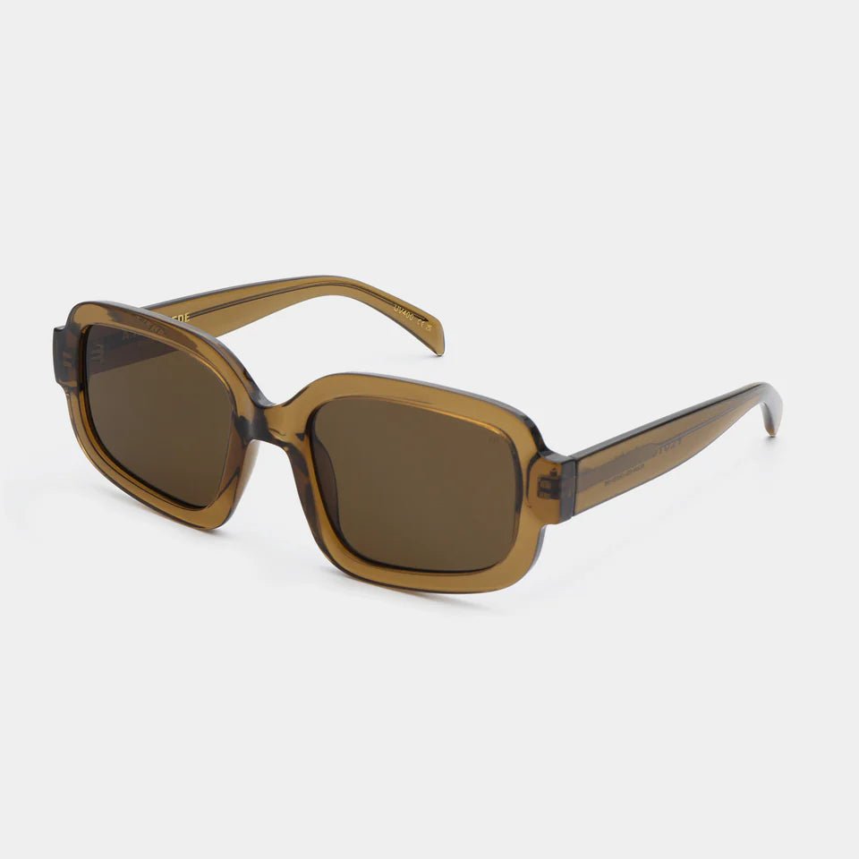 A. Kjaerbede Pluto sunglasses with dark tinted lenses and sleek black frames, stylish eyewear for sun protection.