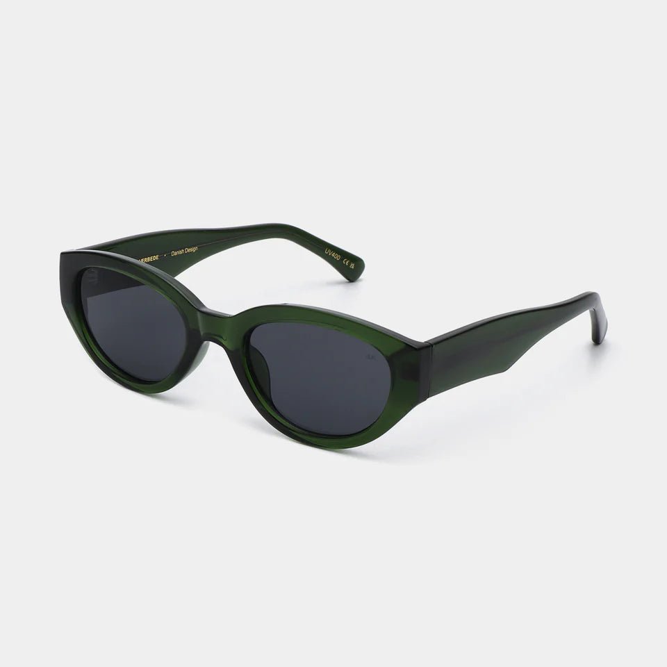 A. Kjaerbede Winnie sunglasses with round frames and dark tinted lenses, stylish and eye-catching accessory.