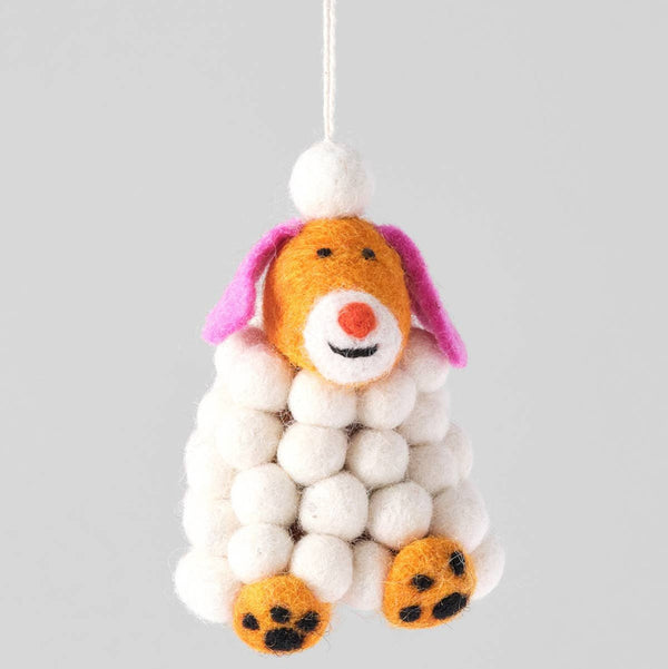 Minu, Snowball Dog Hanging Felt Ornament