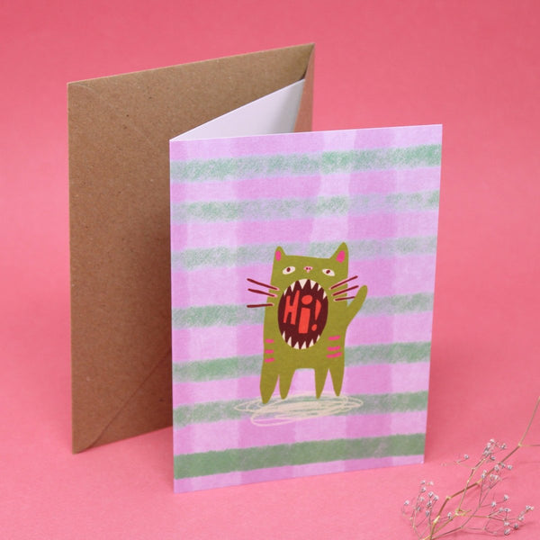 Hi Cat Greetings Card