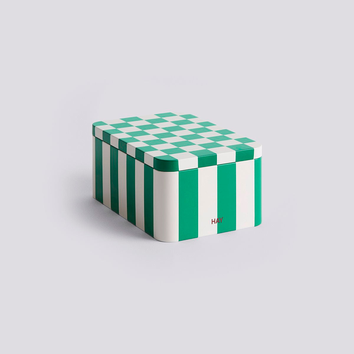 Tin Container - Small Green and Off-White