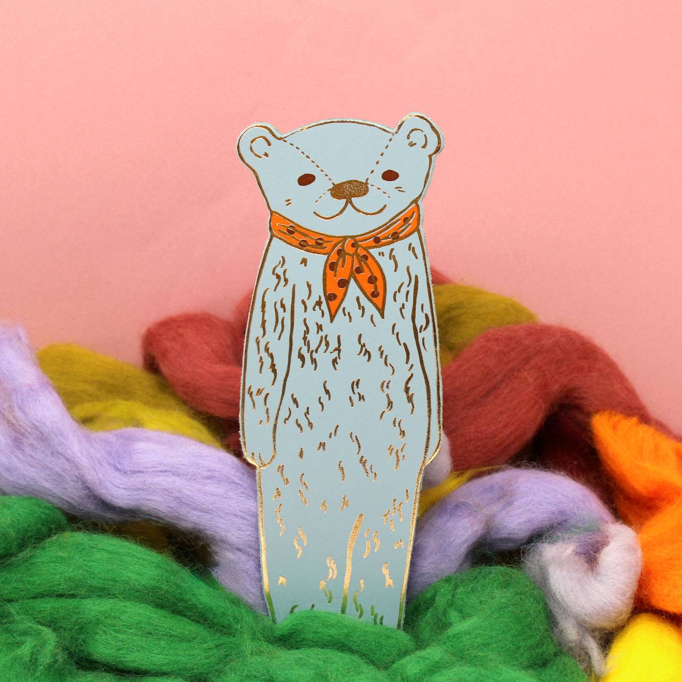 Gold bear-shaped bookmark by Ark Colour Design, featuring a detailed and charming design for marking pages in books.