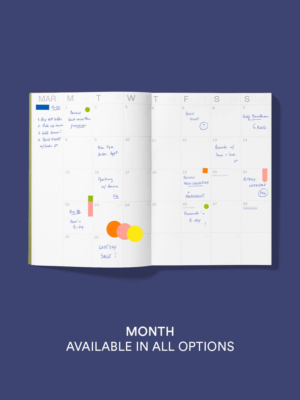 Olive green 2027 mishmash planner with time-block layout open on pages showing weekly schedule and date sections.