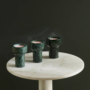 Marble Tealight and Taper Candle Holder: Forest Green