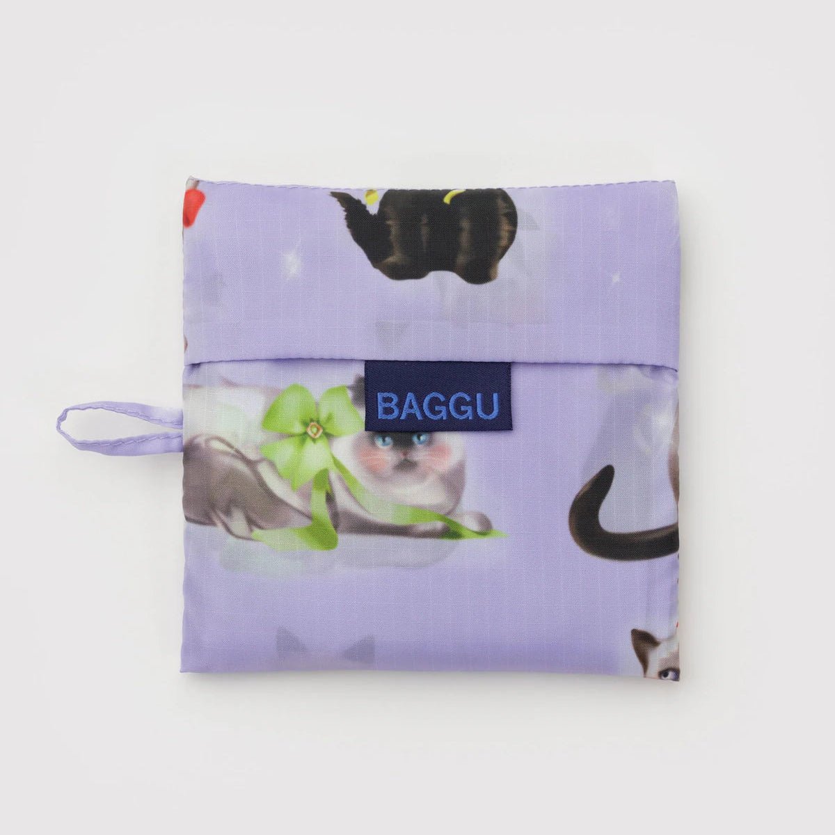 Fancy Cat Baggu bag with a colorful cat print, made of durable fabric, designed for stylish everyday use.