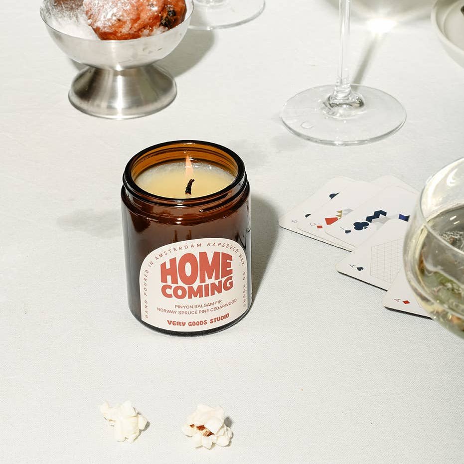 HOME COMING Rapswachskerze / 170 ml / 45-50 Stunden Braunes Glasgefäß