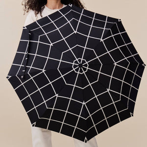 Black Grid Pattern Eco-Friendly Duck Handle Umbrella
