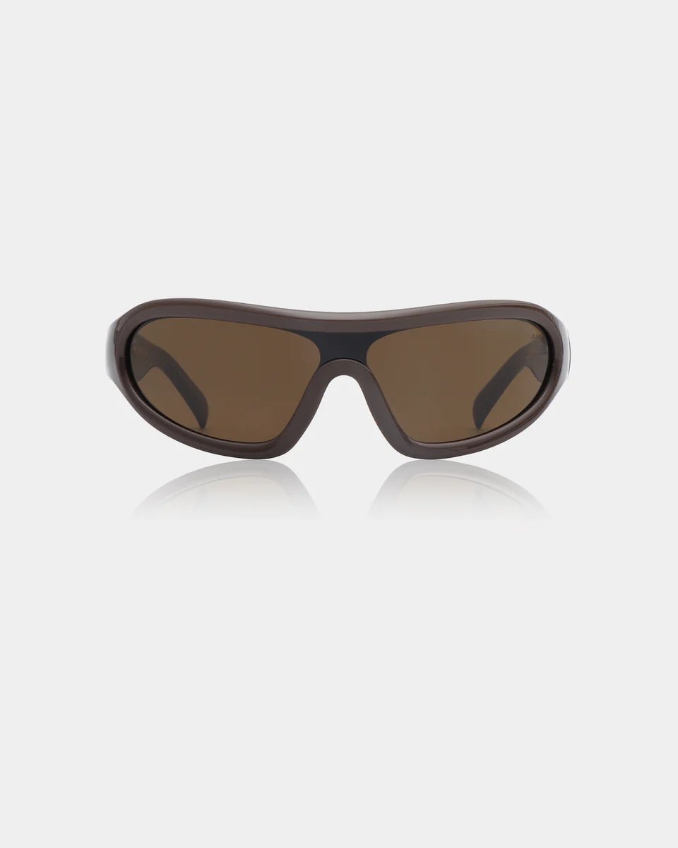 A. Kjaerbede Devon sunglasses in chocolate brown with rounded frames and tinted lenses, stylish accessory for sunny days.