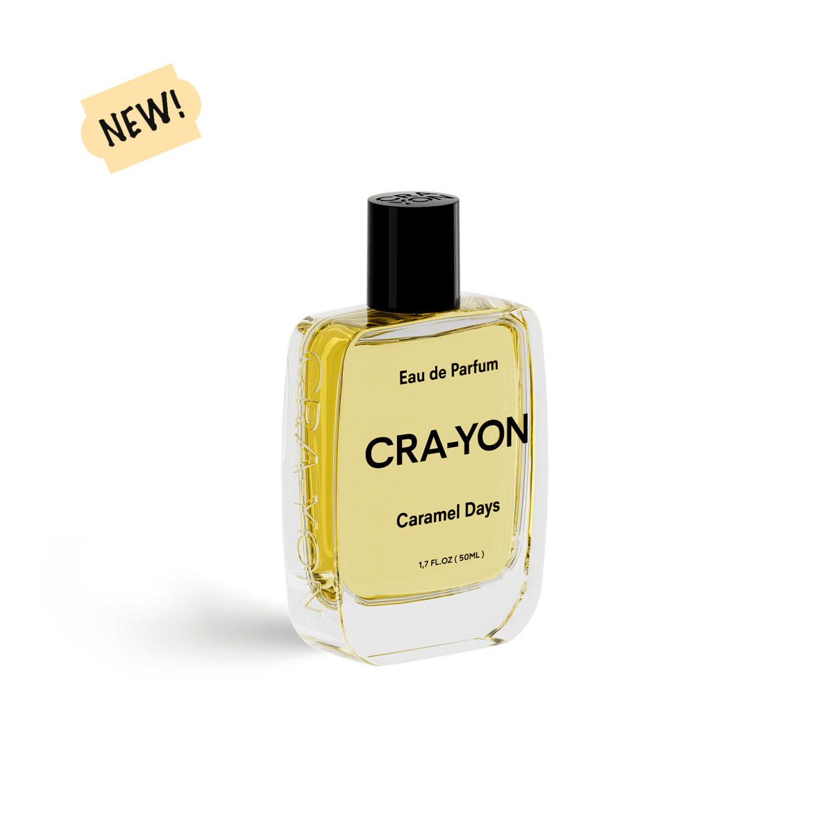 CRA-YON Caramel Days Eau de Parfum 50ml, elegant perfume bottle with caramel-colored liquid, showcasing the luxurious fragrance.