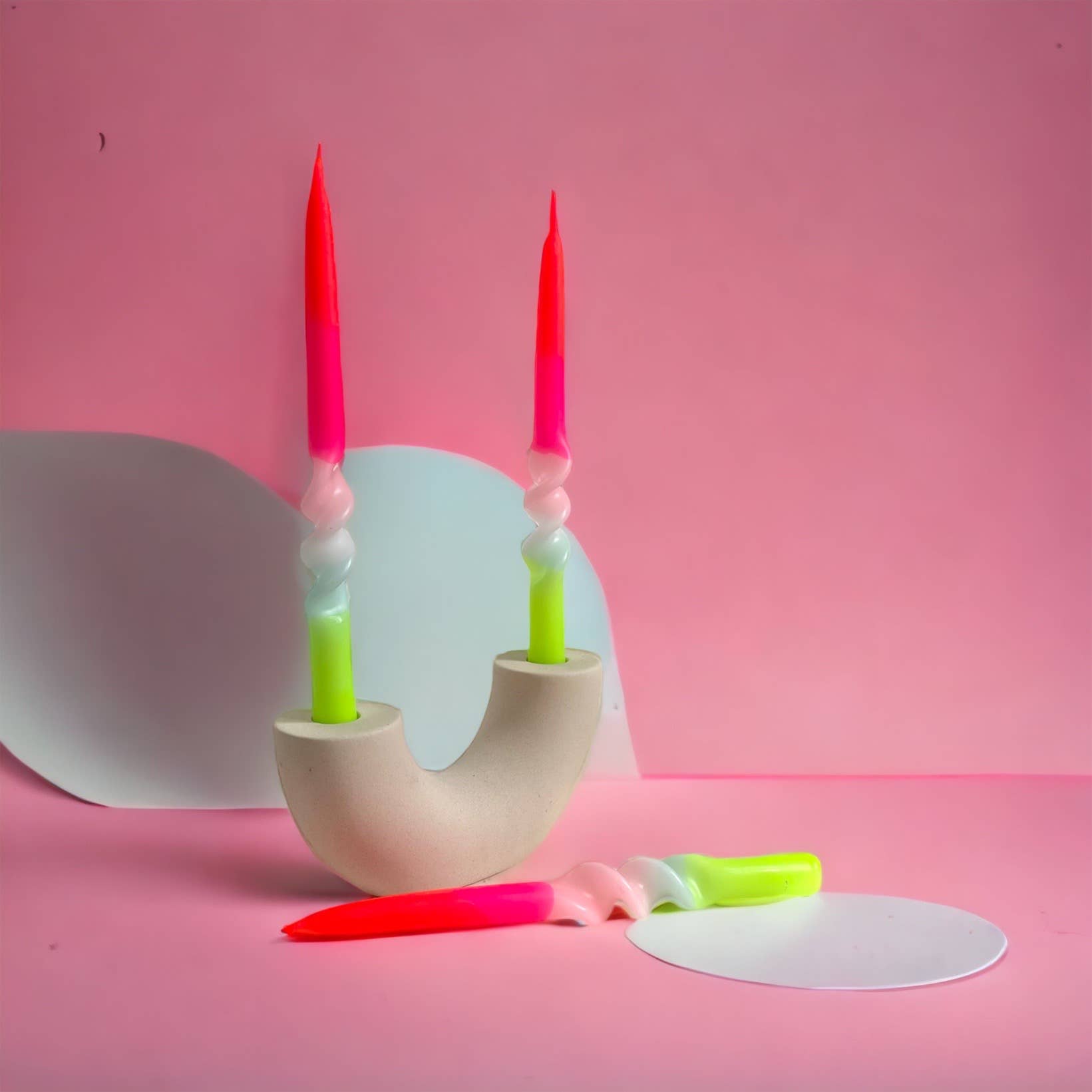 Dip Dye Swirl Candles - Set of 3 - Lollipop Flowers