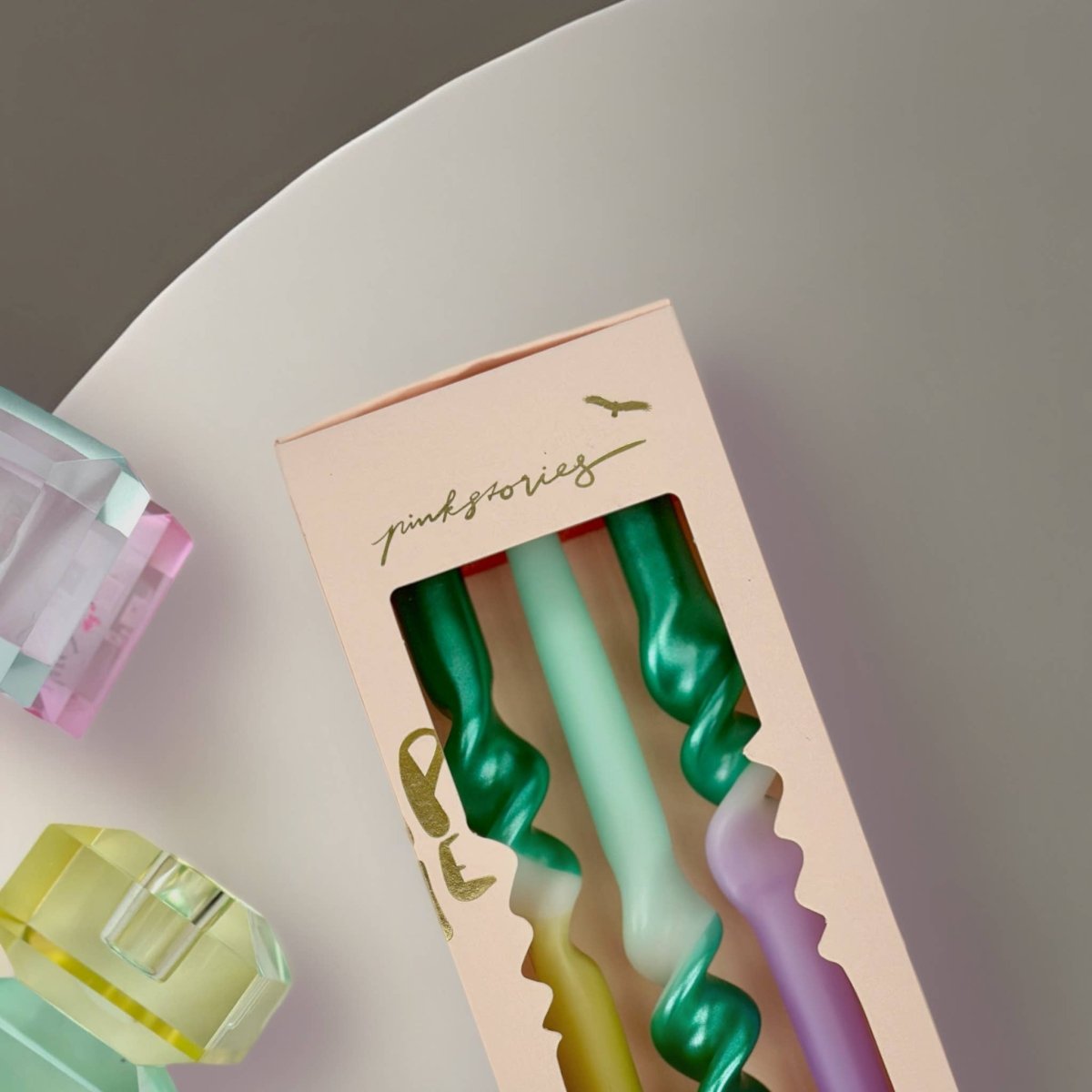 Dip Dye Swirl Candles - Set of 3 - Vibrant Matcha