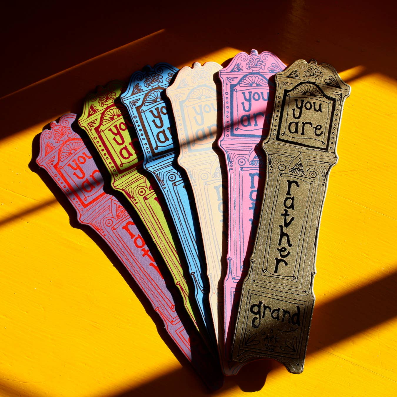 Grandfather Clock Bookmark: Hot Pink