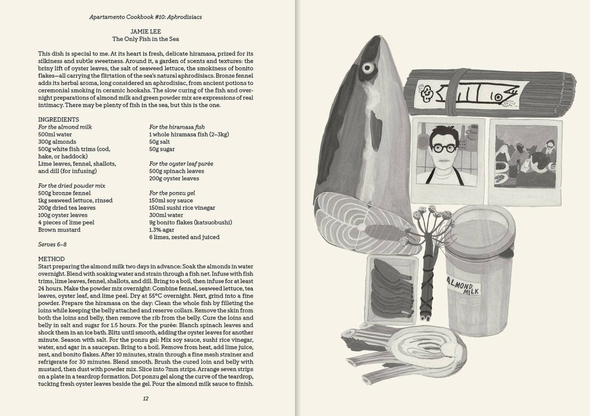 Apartamento Cookbook #10 Aphrodisiacs book by Apartamento Publishing featuring a cover with food and romantic themes.