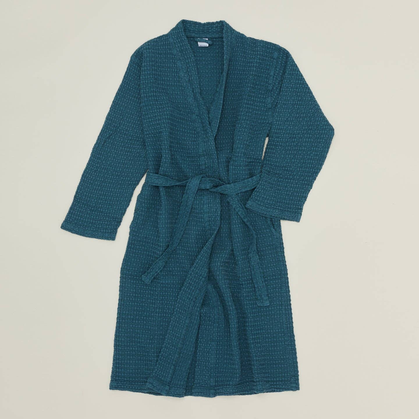 SIMPLE WAFFLE BATHROBE - PEACOCK: SMALL