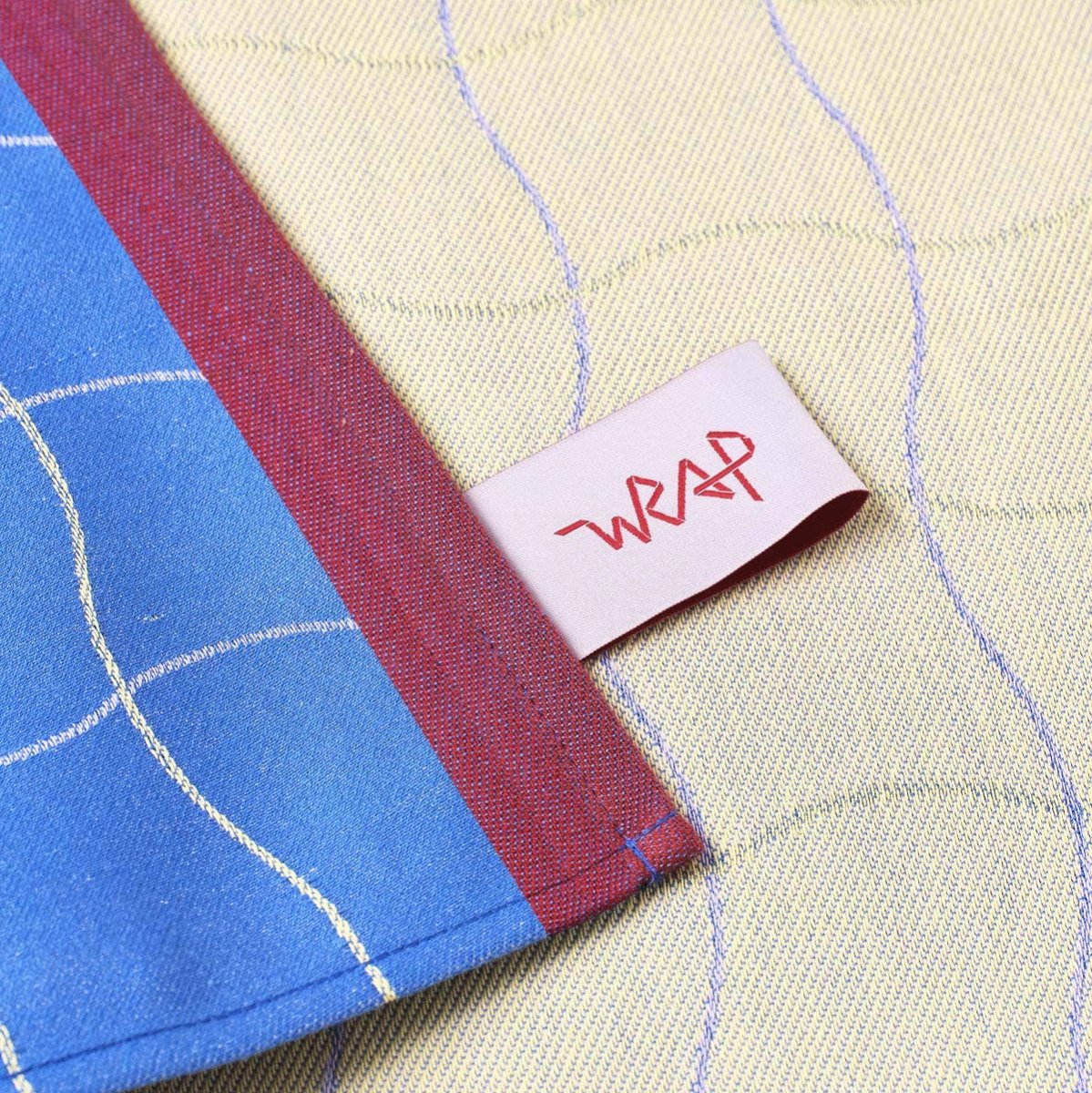 Wave Grid Blue Woven Cotton Tea Towel