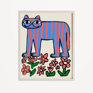 Colour Me Cat Stripe Art Print - A3