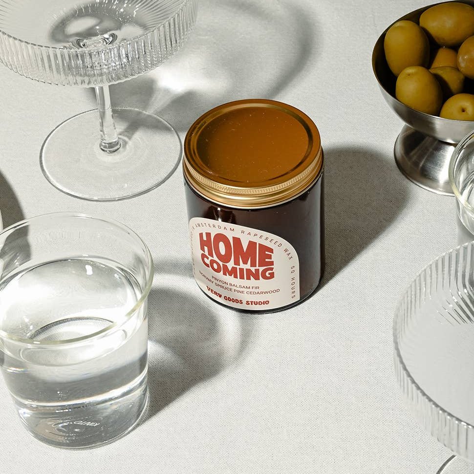 HOME COMING Rapswachskerze / 170 ml / 45-50 Stunden Braunes Glasgefäß