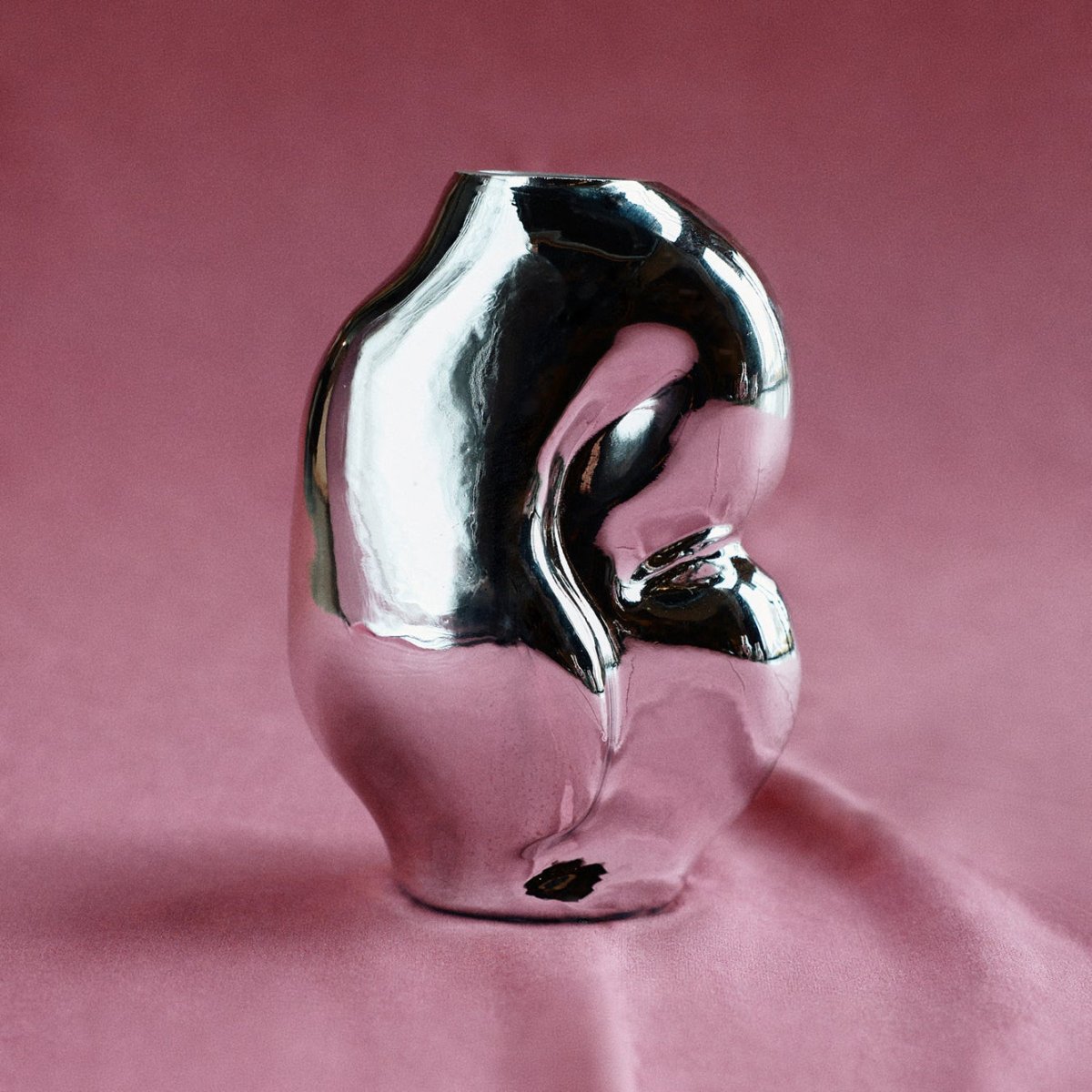 Gleam Glass Small Vase - Chrome
