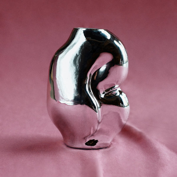 Gleam Glass Small Vase - Chrome