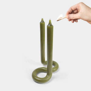 Twist Candle Sticks von Lex Pott - Olivgrün