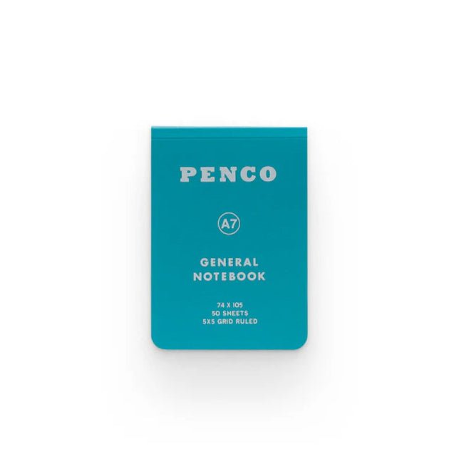 Hightide Penco General Notebook A7 note pad with white pages and black cover, compact and portable for note-taking.