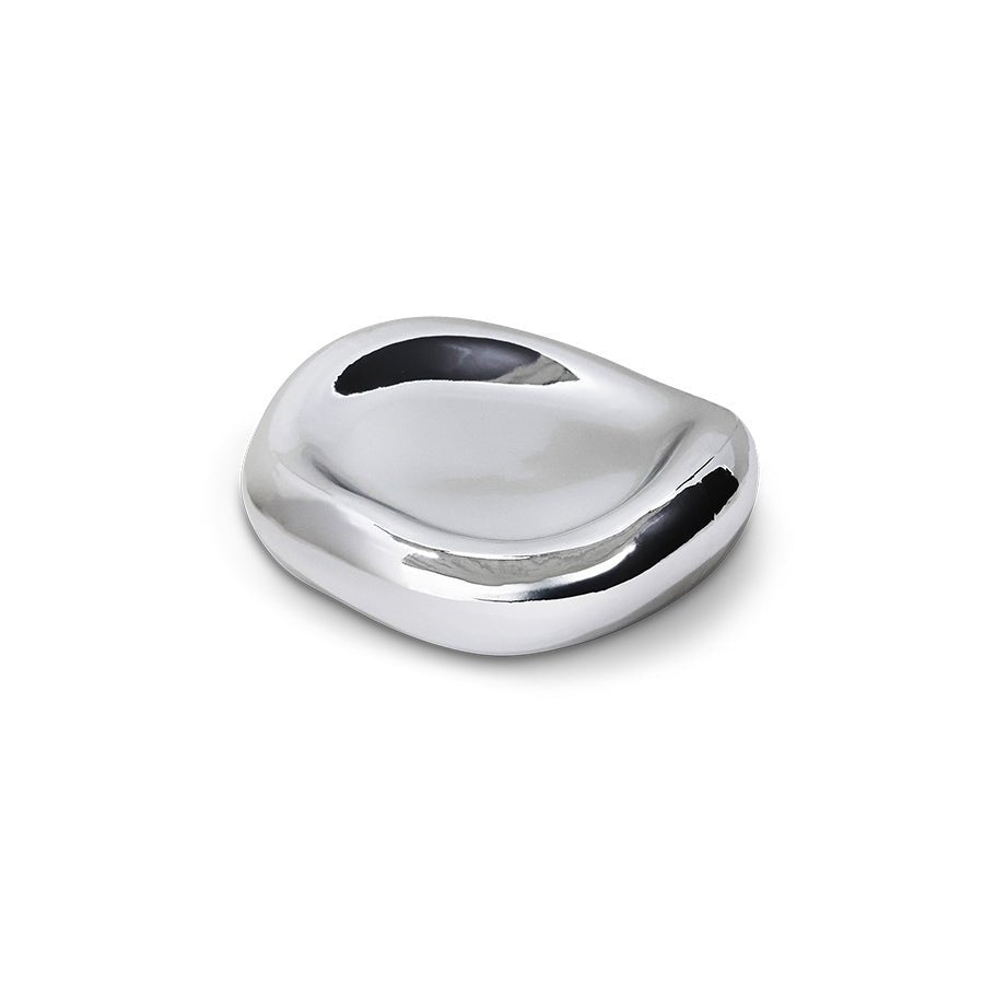 HKliving Gleam glass bowl in chrome finish, stylish round bowl with sleek reflective surface for modern home decor.