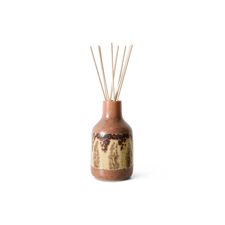 HKliving 70s Ceramics Fragrance Sticks in Kyoto ceramic holder, elegant vintage scent diffuser with decorative design.