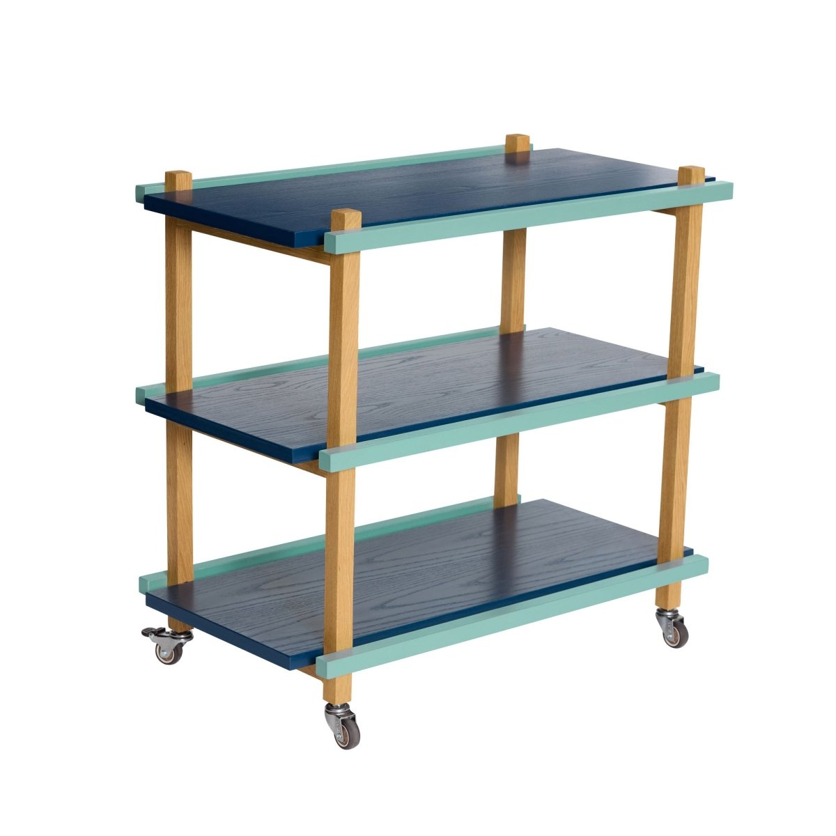 Multicolored Crayon Trolley by Hübsch, vibrant furniture piece with multiple drawers and playful design.