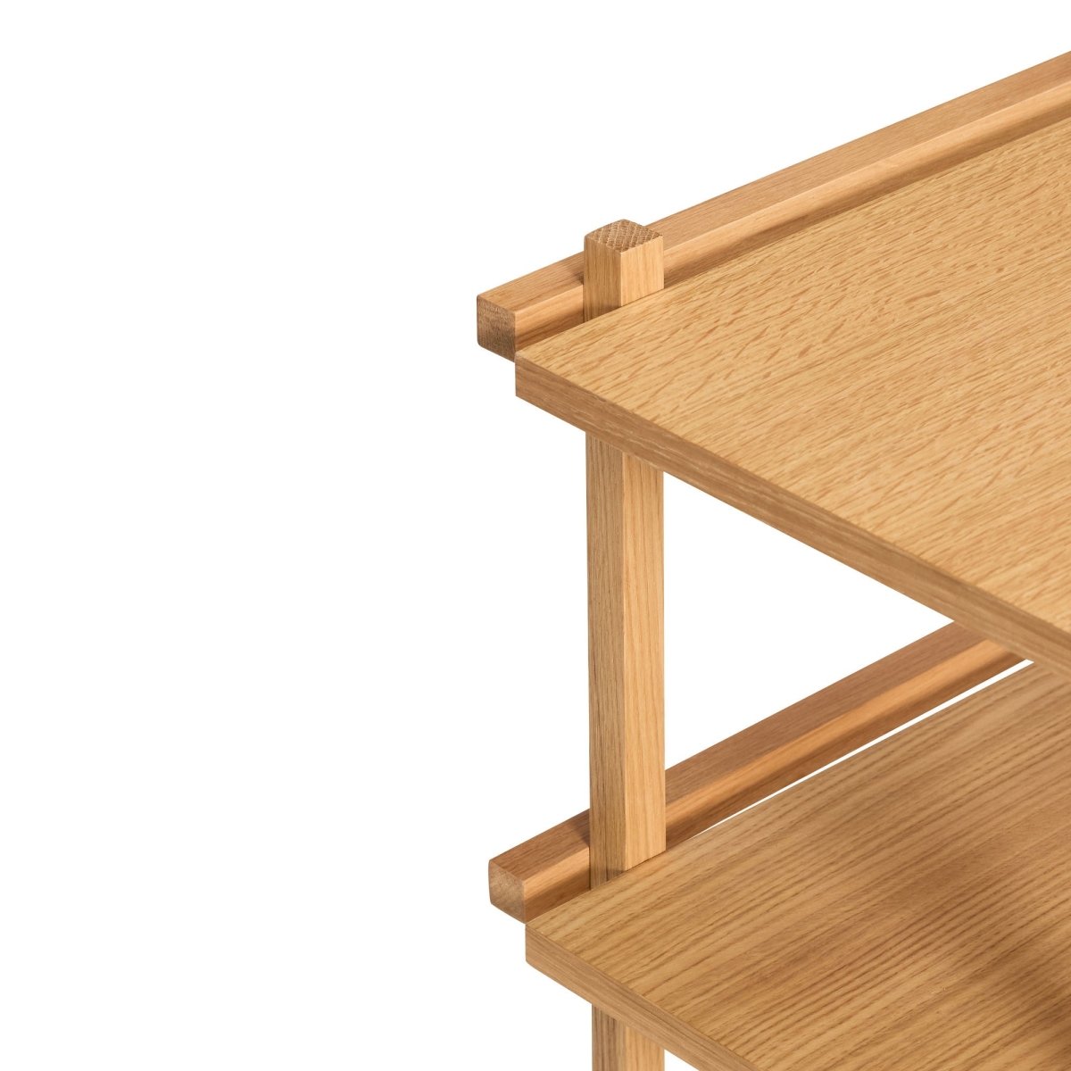 Natural Crayon Trolley furniture by Hübsch, featuring a sleek wooden design with multiple compartments for organizing art supplies.