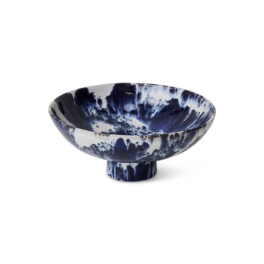 Ceramic Bowl on Base: Indigo