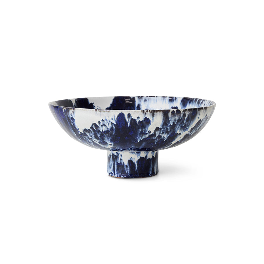 Ceramic Bowl on Base: Indigo