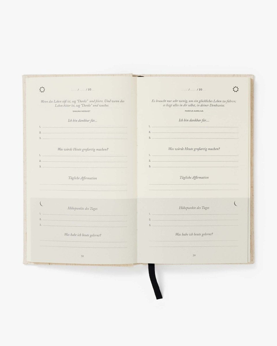 Deutsch The Five Minute Journal - Tägliche geführte Dankbarkeit
