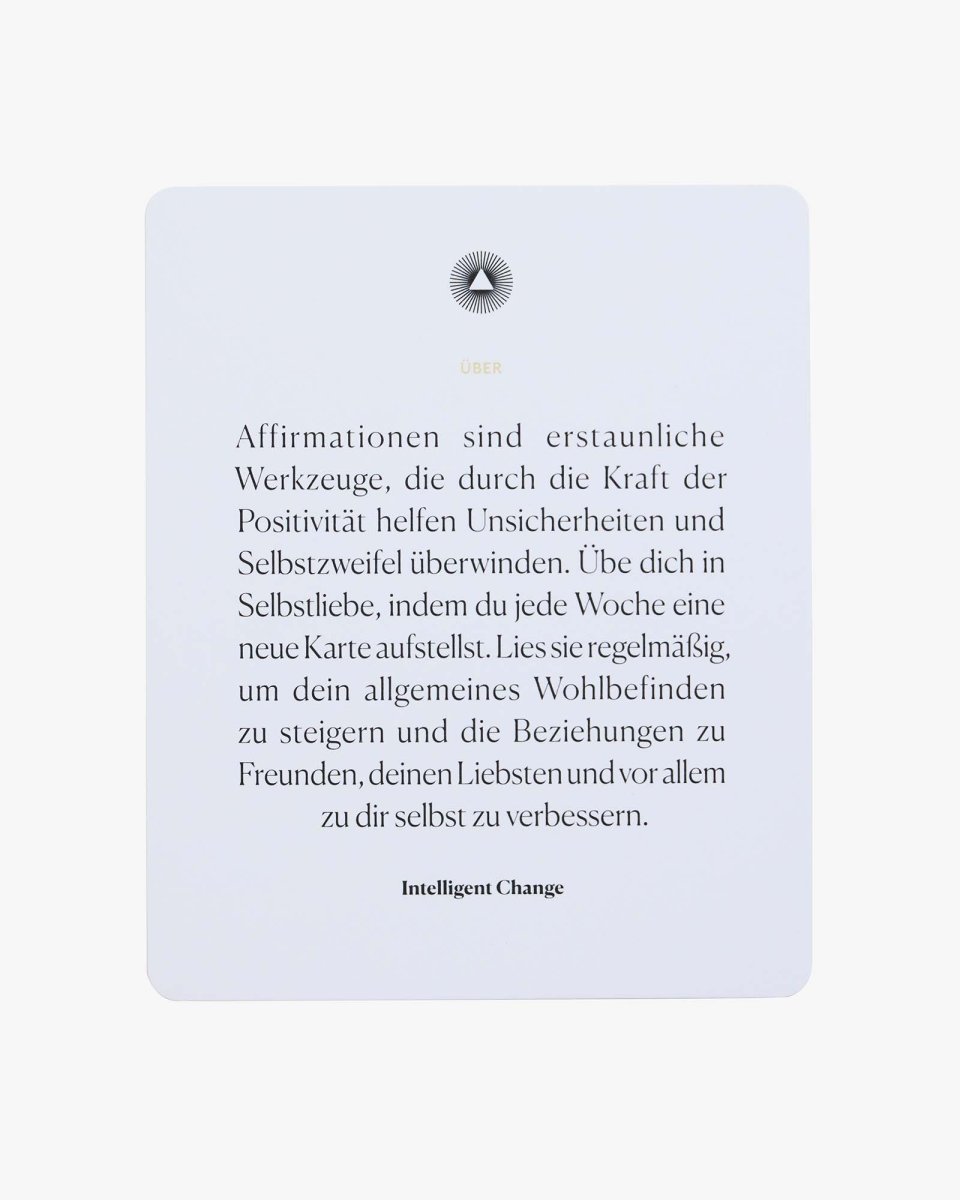 German edition Mindful Affirmations display cards by Intelligent Change, featuring positive affirmation cards for mindfulness practice.