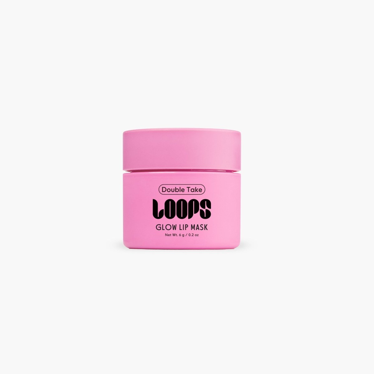 LOOPS Double Take Mini Lip Mask in a small jar, creamy texture, designed to hydrate and nourish lips.