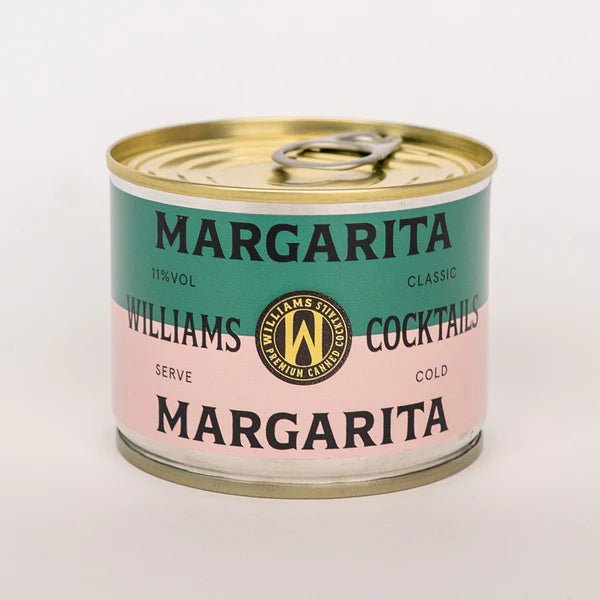 Hallesches Haus Mum's Big Night In gift set with canned margarita cocktails, featuring colorful cans and elegant packaging.