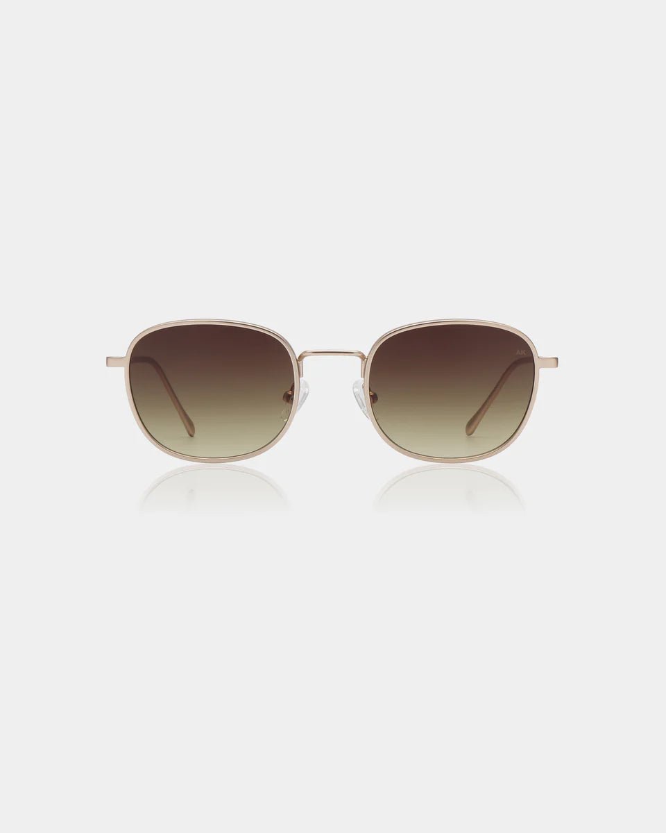 Matte gold A. Kjaerbede Hello sunglasses with sleek frame and tinted lenses, stylish and modern eyewear.