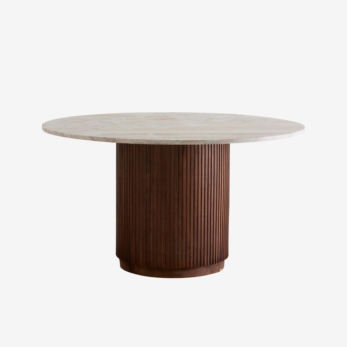 Nordal A/S ERIE round dining table, 140cm with wood finish and ivory marble tabletop, elegant furniture for dining rooms.