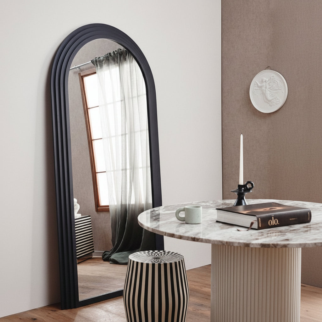 Nordal A/S FALCO mirror in anthracite finish, showcasing a sleek, modern mirror with a smooth frame and reflective surface.