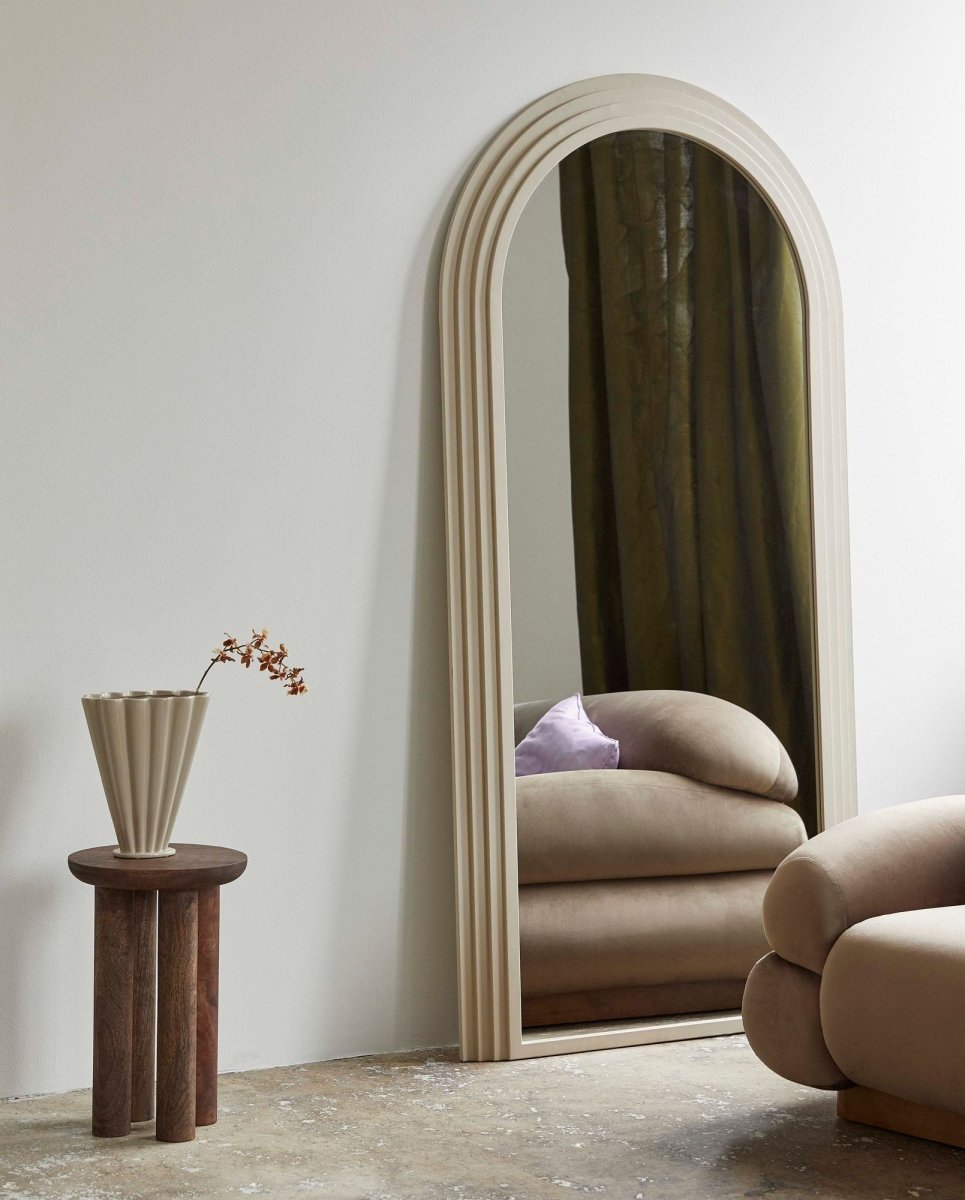 Nordal A/S FALCO mirror in sand color, showcasing a stylish, rectangular wall mirror with a sleek frame.