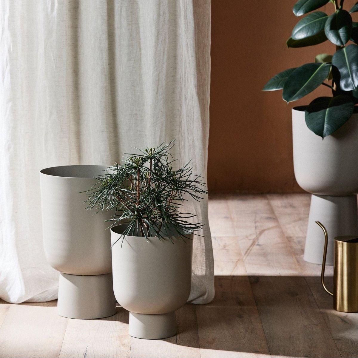 Large beige GALOA planter by Nordal A/S, showcasing a stylish ceramic plant pot with a smooth finish and modern design.