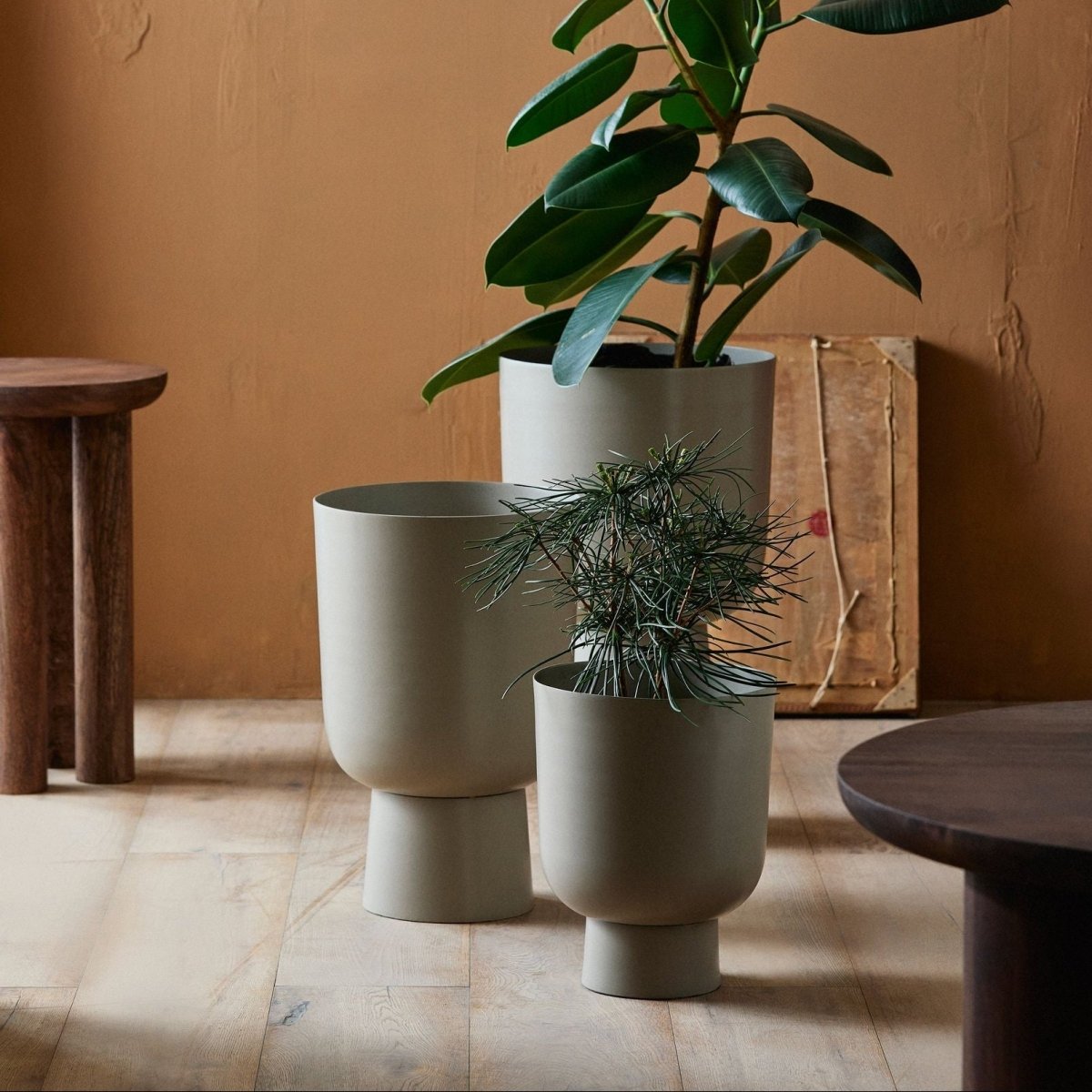 Large beige GALOA planter by Nordal A/S, showing a stylish ceramic plant pot with a smooth finish and modern design.