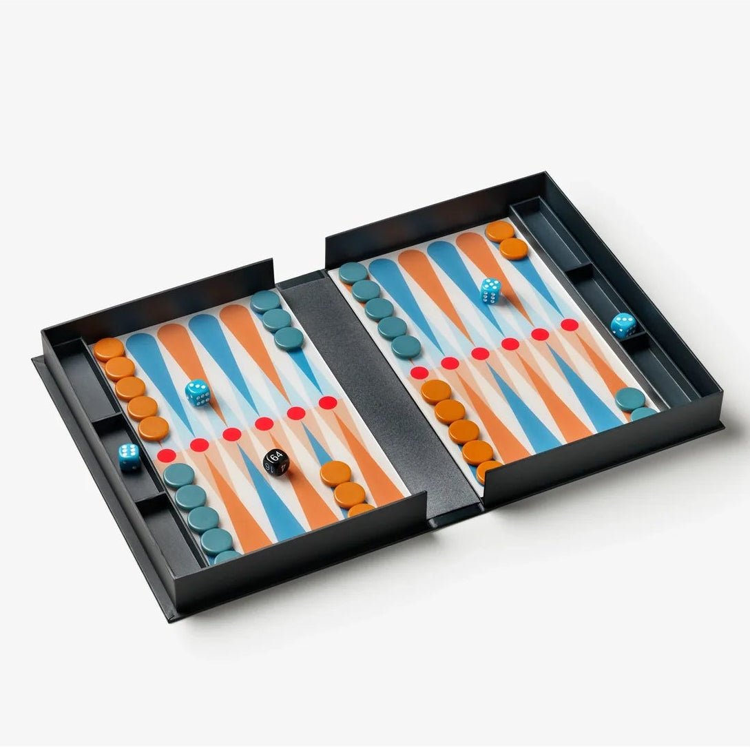 Printworks Art of Backgammon set featuring a colorful, detailed backgammon board with game pieces and dice, suitable for tabletop play.