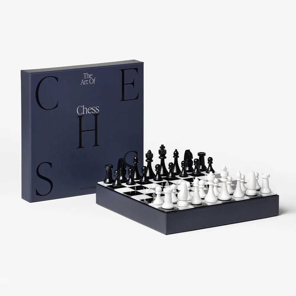 Chess set with pieces and board on a white background